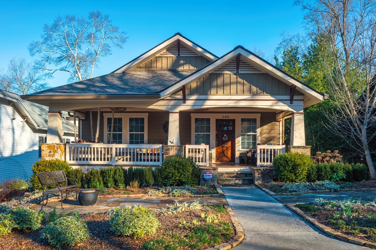 Single-family home with a covered front porch